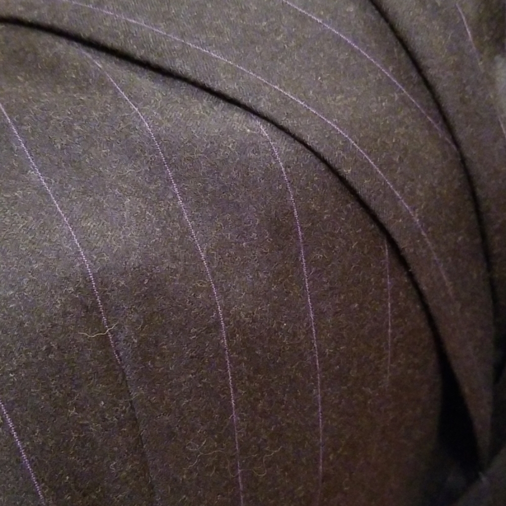 Softest Dark Blue w Purple Pinstripe Wool Suit 40L